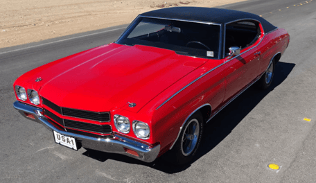 alt="1970 Chevy Chevelle Malibu front side view"