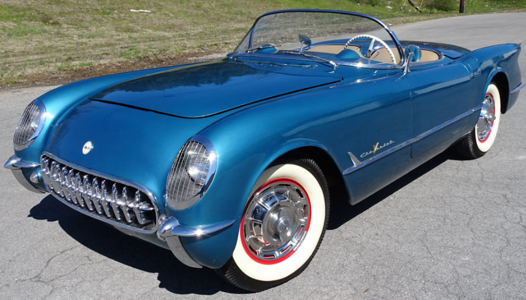 alt="Front side view of 1955 Chevrolet Corvette"